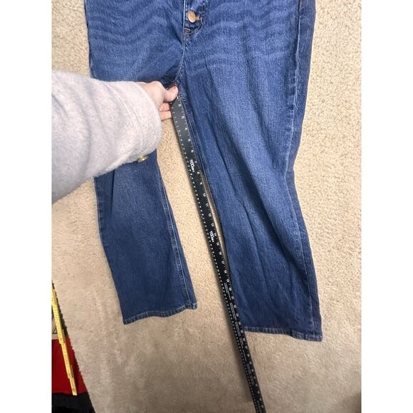 J Crew Mid Rise Flare Crop Jeans Dark Wash ButtonFly Women Sz 30 Preppy Wide Leg - Picture 11 of 13